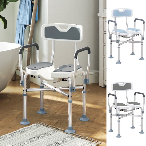 Shower chair with slotted seat - with,