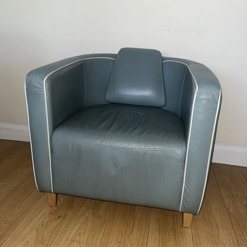 Vintage tub chair blue leather - tub,